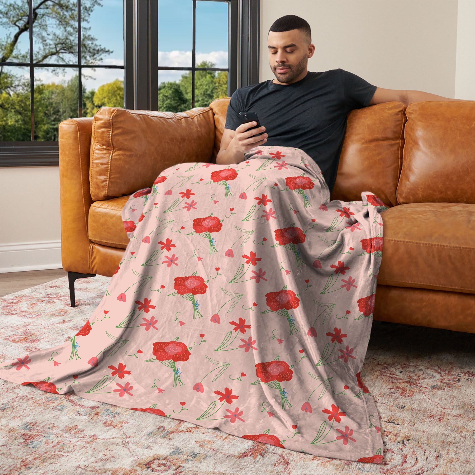 Valentine's Day Flowers Silk Touch Throw Blanket 50x60 Inches, FLOWER THROW, alternate image number 2