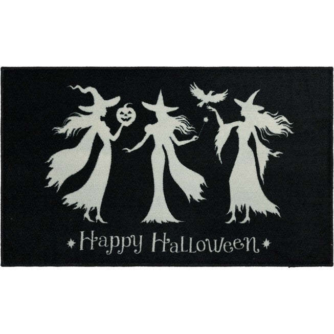 Witch Trio Black Kitchen Rug, BLACK, hi-res image number null