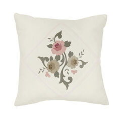 Ava Embroidered Cotton 16" Square Pillow