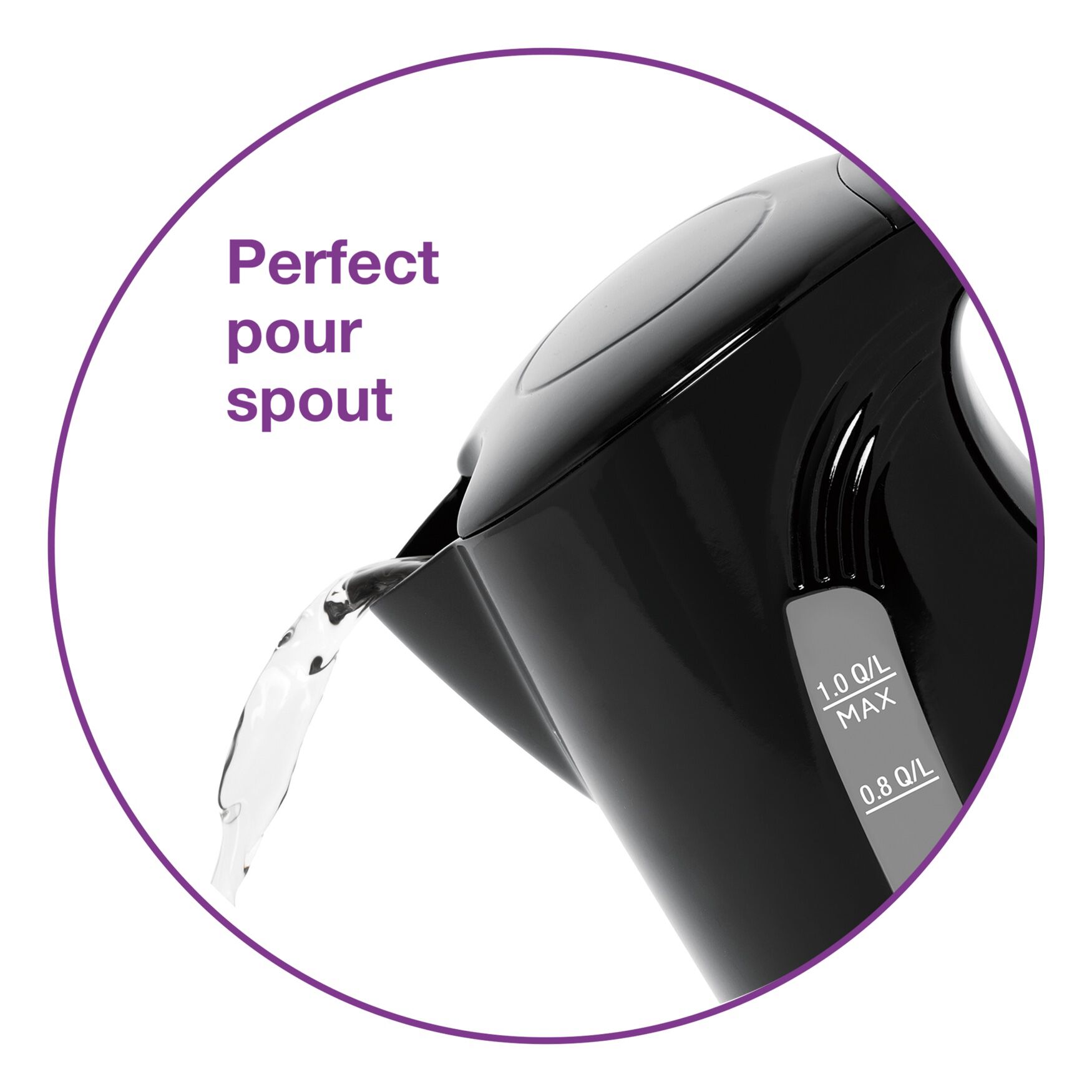 Compact Space Saving Cordless Jug Kettle 1 L/Qt - Black, , alternate image number 4