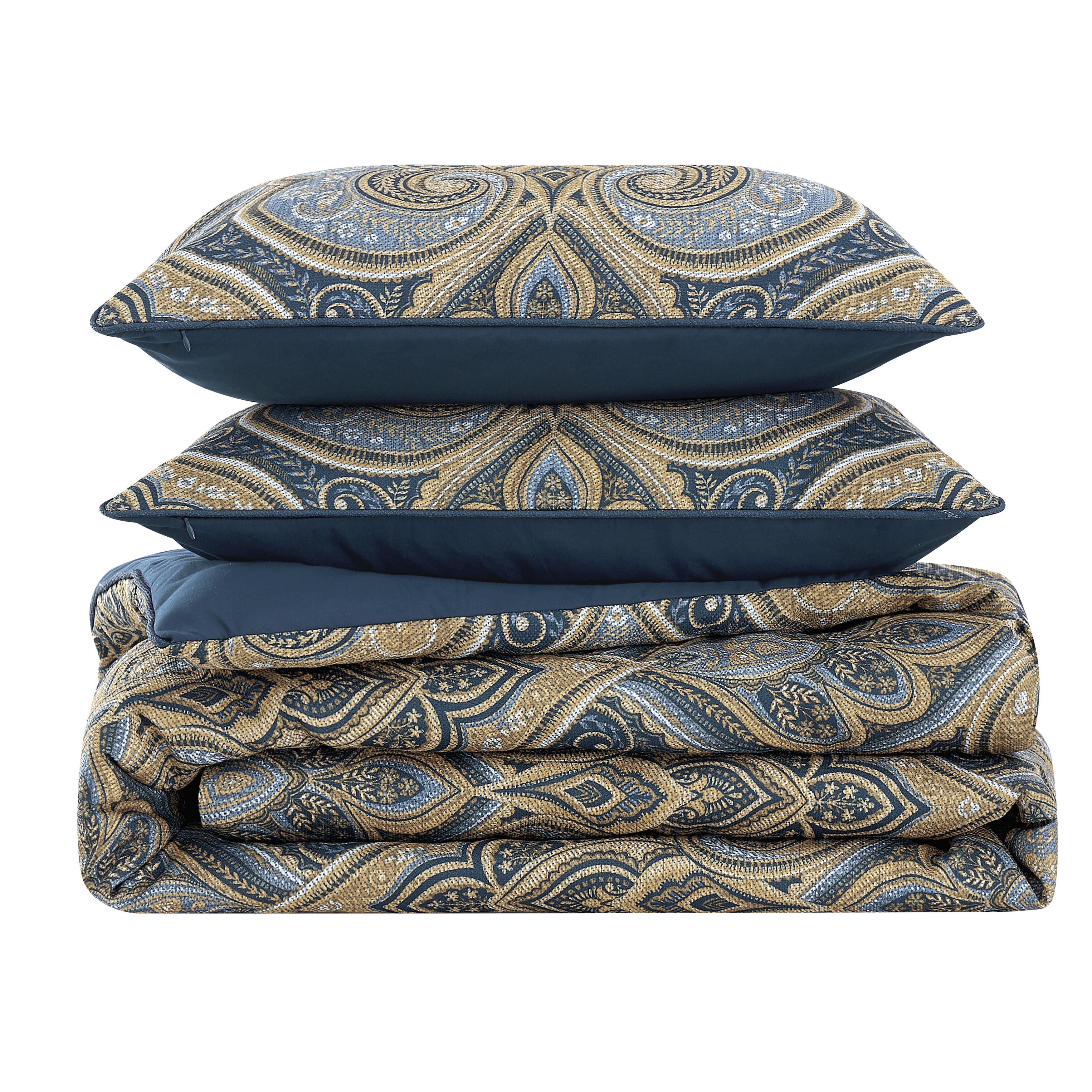 Messina Navy 3 Piece Comforter Set, NAVY, alternate image number 4