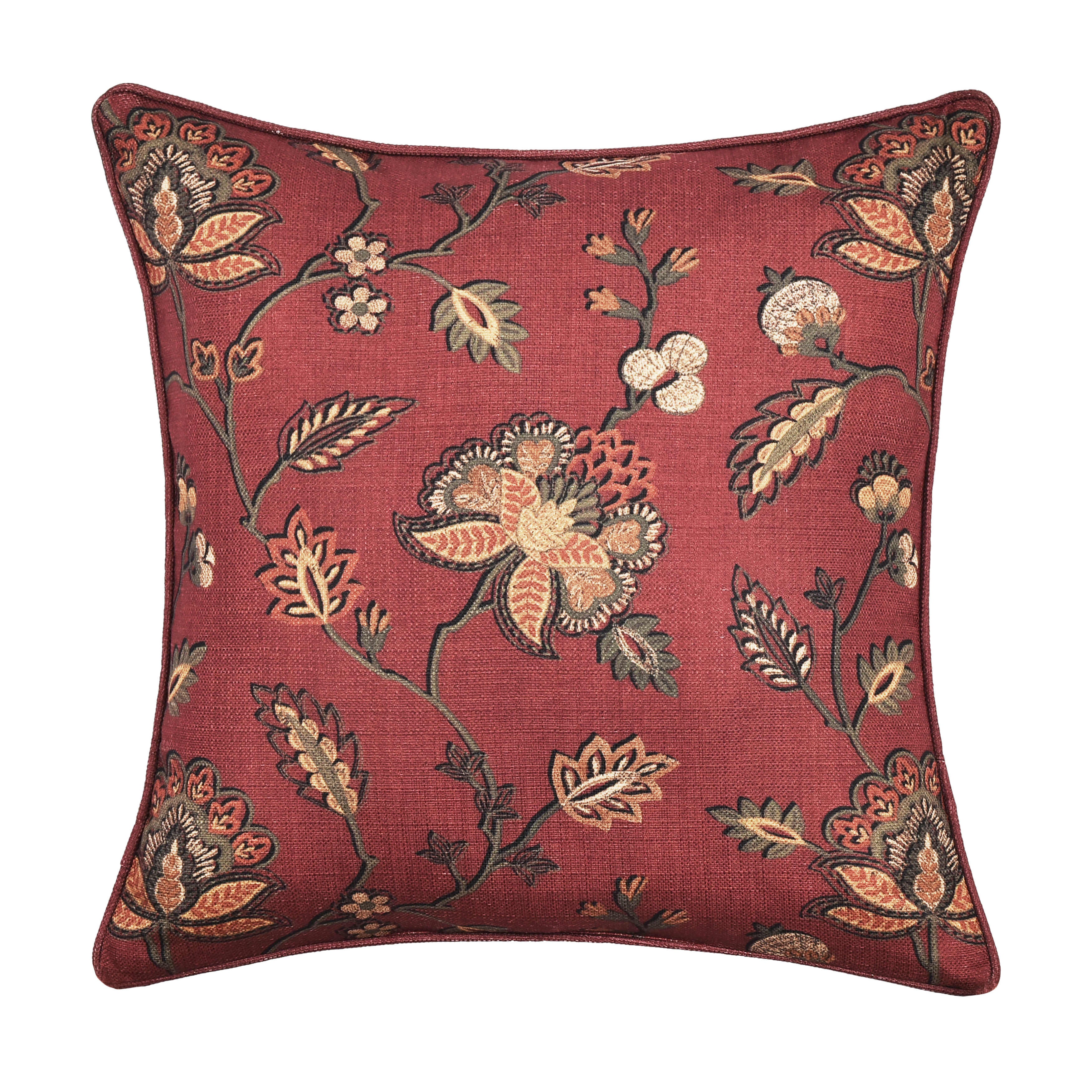 Bari 20 Inch Square Decorative Throw Pillow, RED, hi-res image number 0