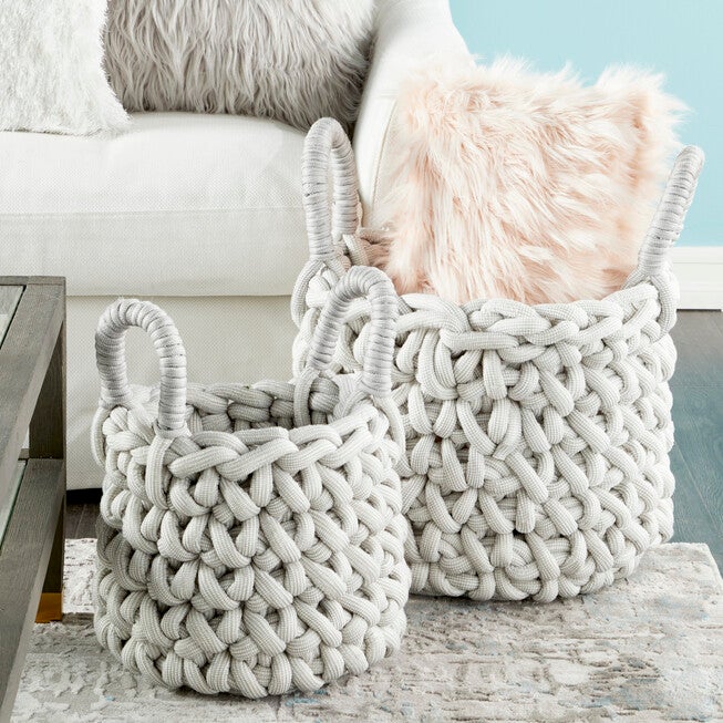Cosmoliving By Cosmopolitan Set Of 2 Basket Storage Basket, , alternate image number null