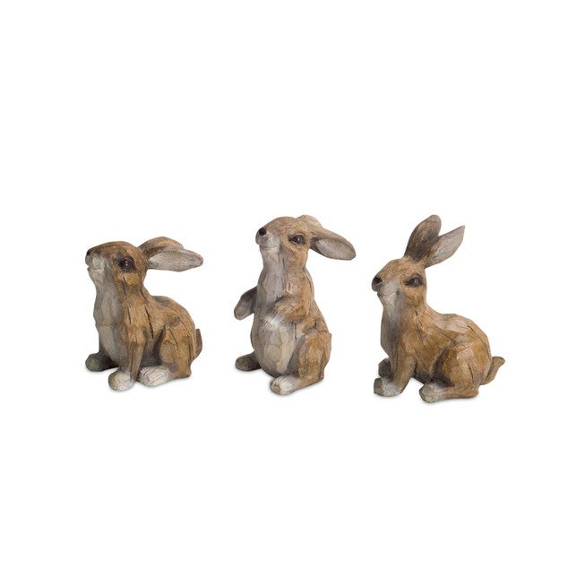 Carved Stone Garden Rabbit Figurine (Set Of 6), BROWN, hi-res image number 0