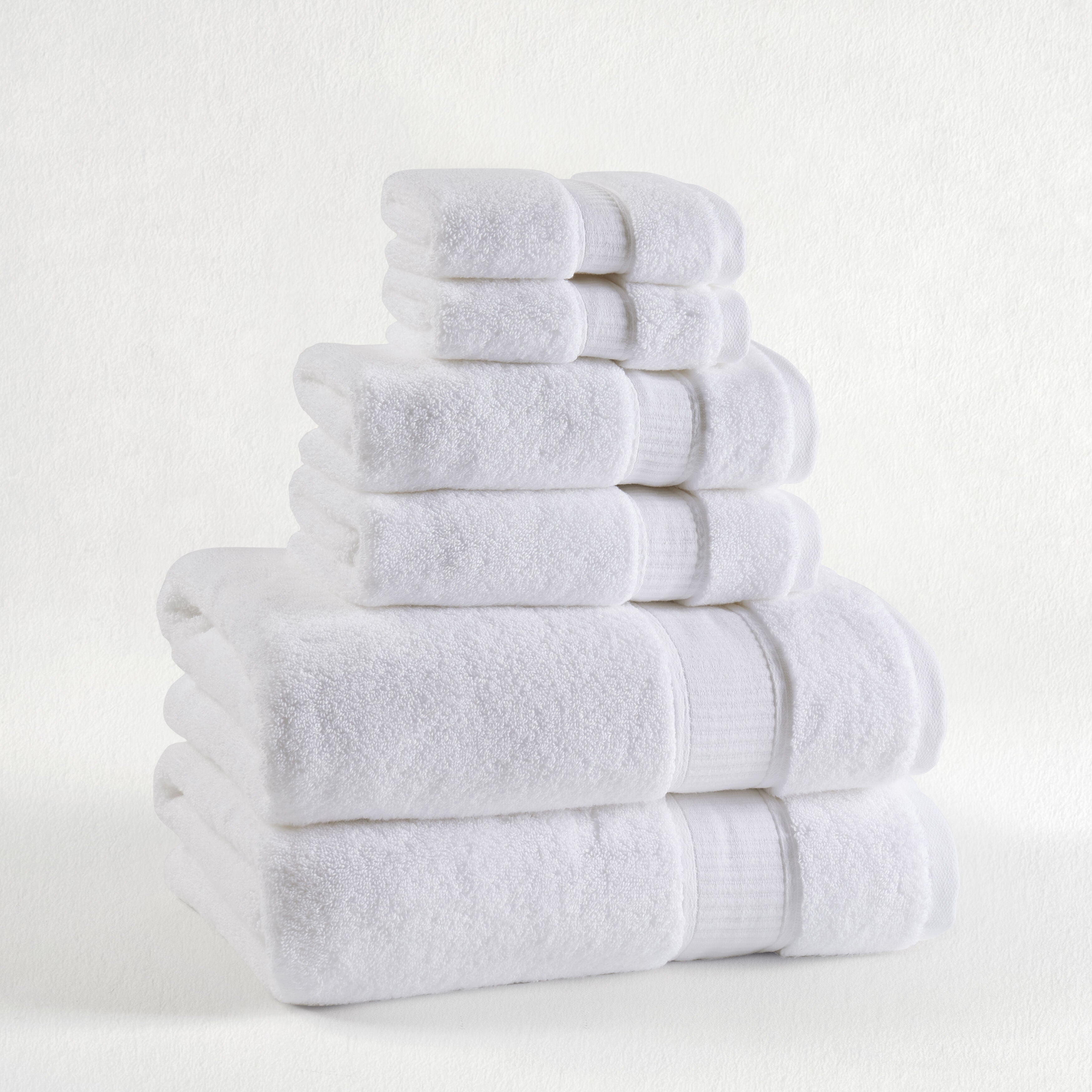 BELMORE 6PC. TOWEL SET, WHITE, hi-res image number 0