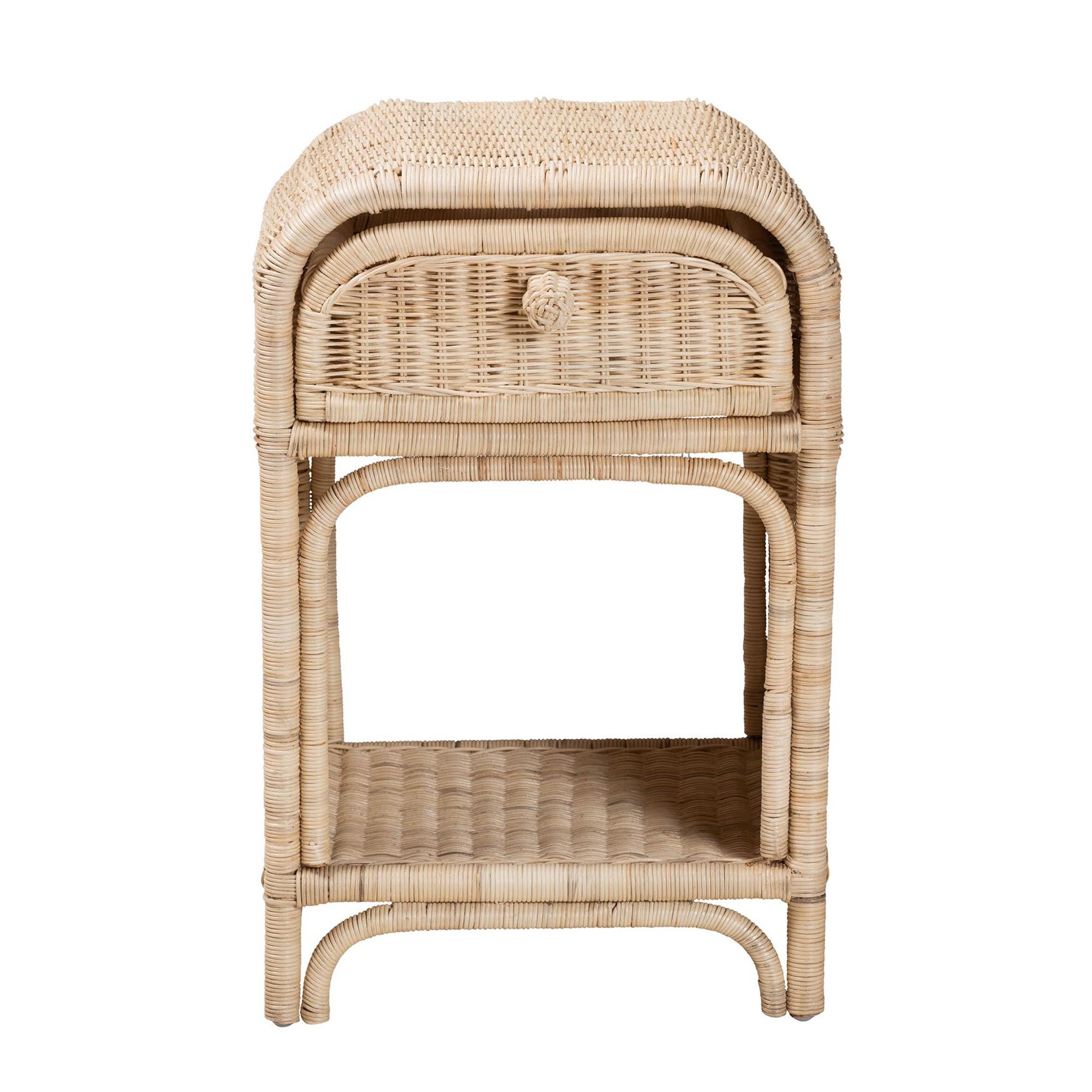 Magni Modern Bohemian Natural Brown Rattan 1-Drawer Nightstand, , alternate image number 2
