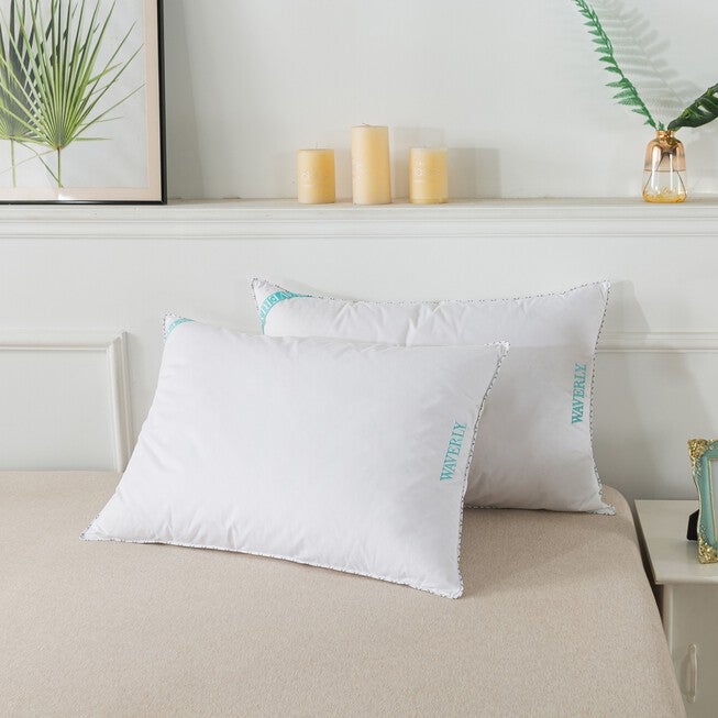 Antimicrobial 233 Thread Count Cotton White Duck Down Pillow Bed Pillow, WHITE, hi-res image number 0
