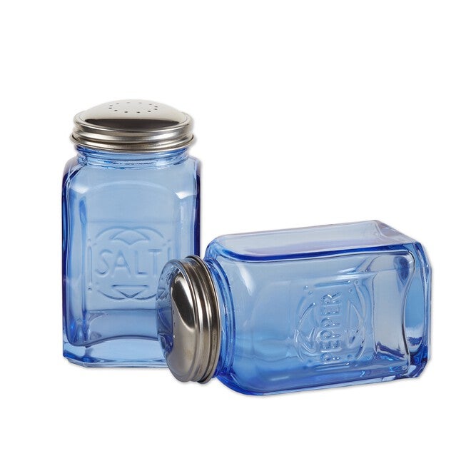 Retro Glass Salt & Pepper Set - Blue, , on-hover image number 1