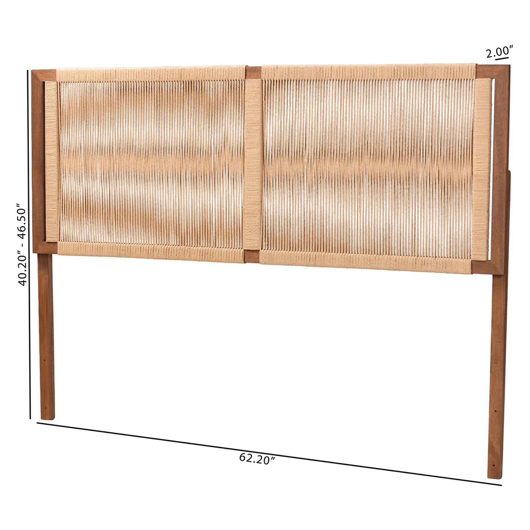 Holitz Modern Bohemian Walnut Brown Finished Bayur Wood Queen Size Headboard, , alternate image number 6