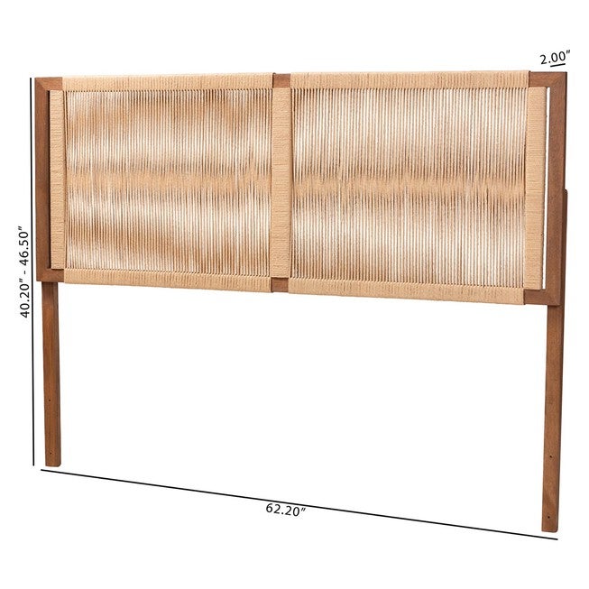 Holitz Modern Bohemian Walnut Brown Finished Bayur Wood Queen Size Headboard, , alternate image number 6