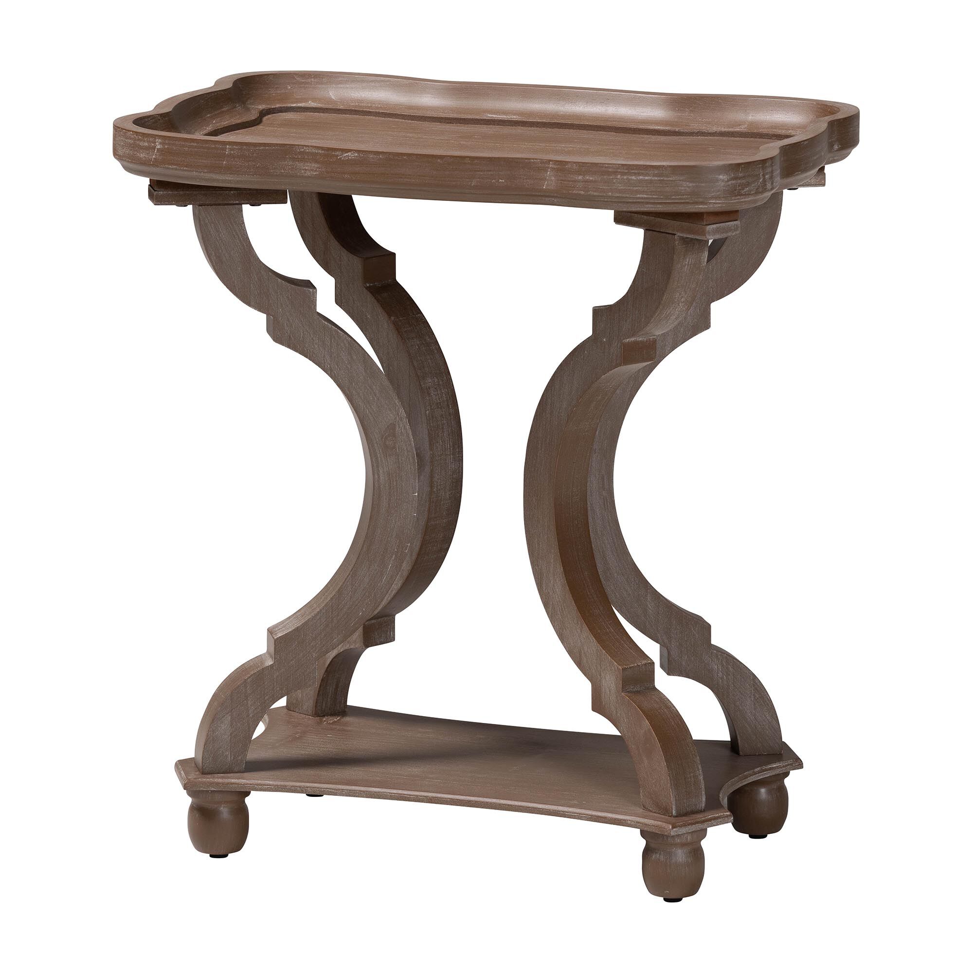 Yannick French Country Antique Brown Wood End Table, BROWN, alternate image number 1