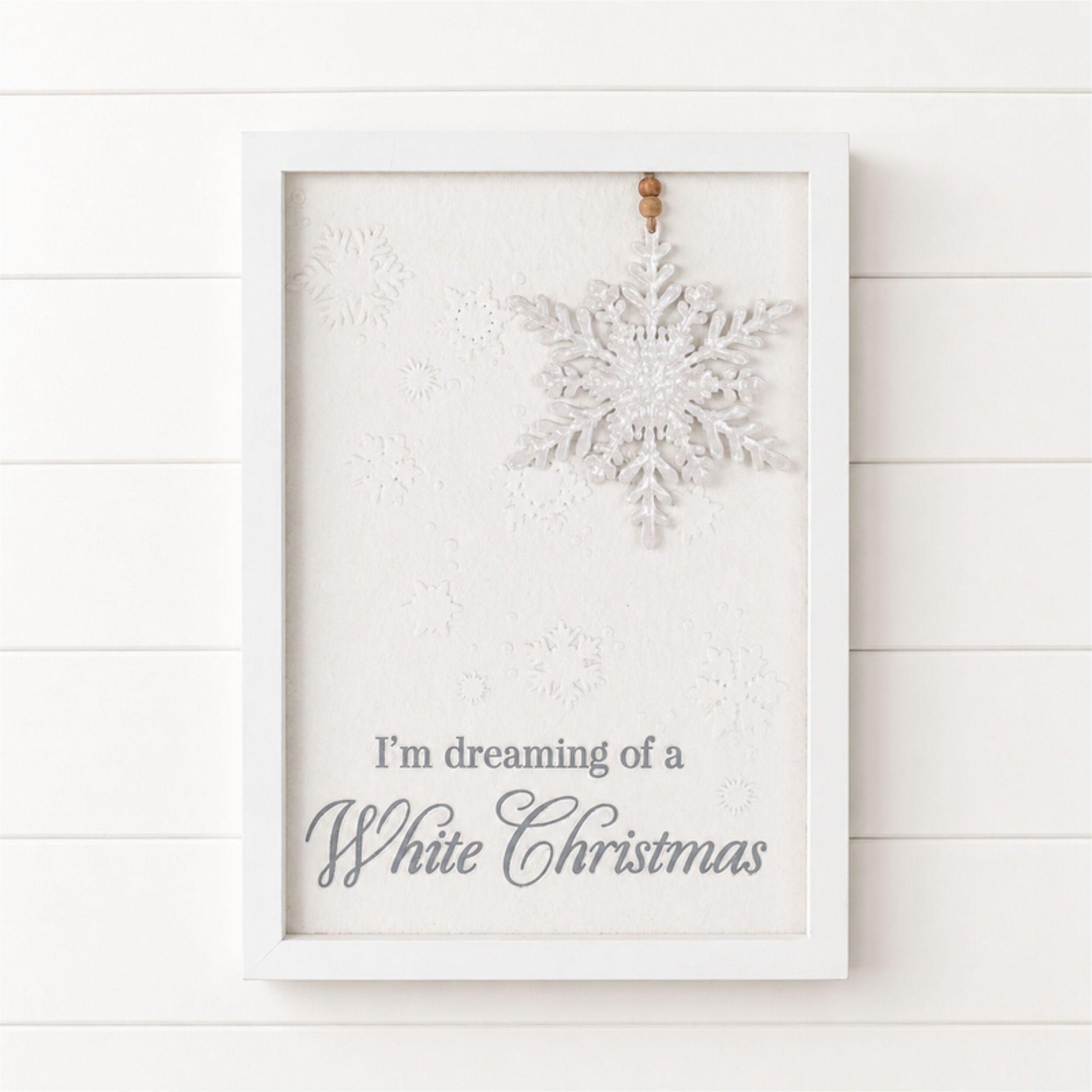 Dreaming of a White Christmas Snowflake Sign 12 inchesH, WHITE, alternate image number 3