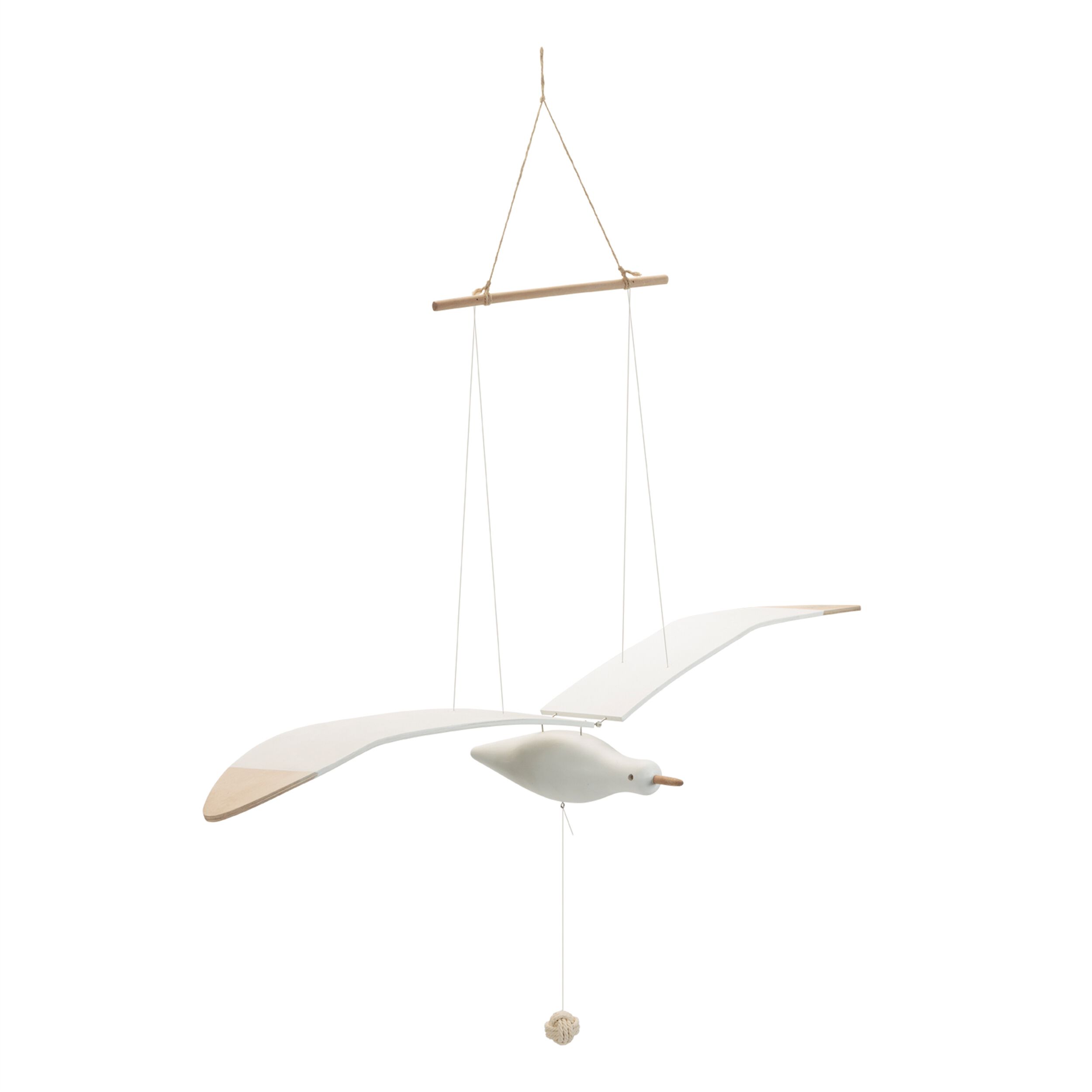 Hanging Wood Sea Bird Decor 37INH, WHITE BEIGE, hi-res image number 0