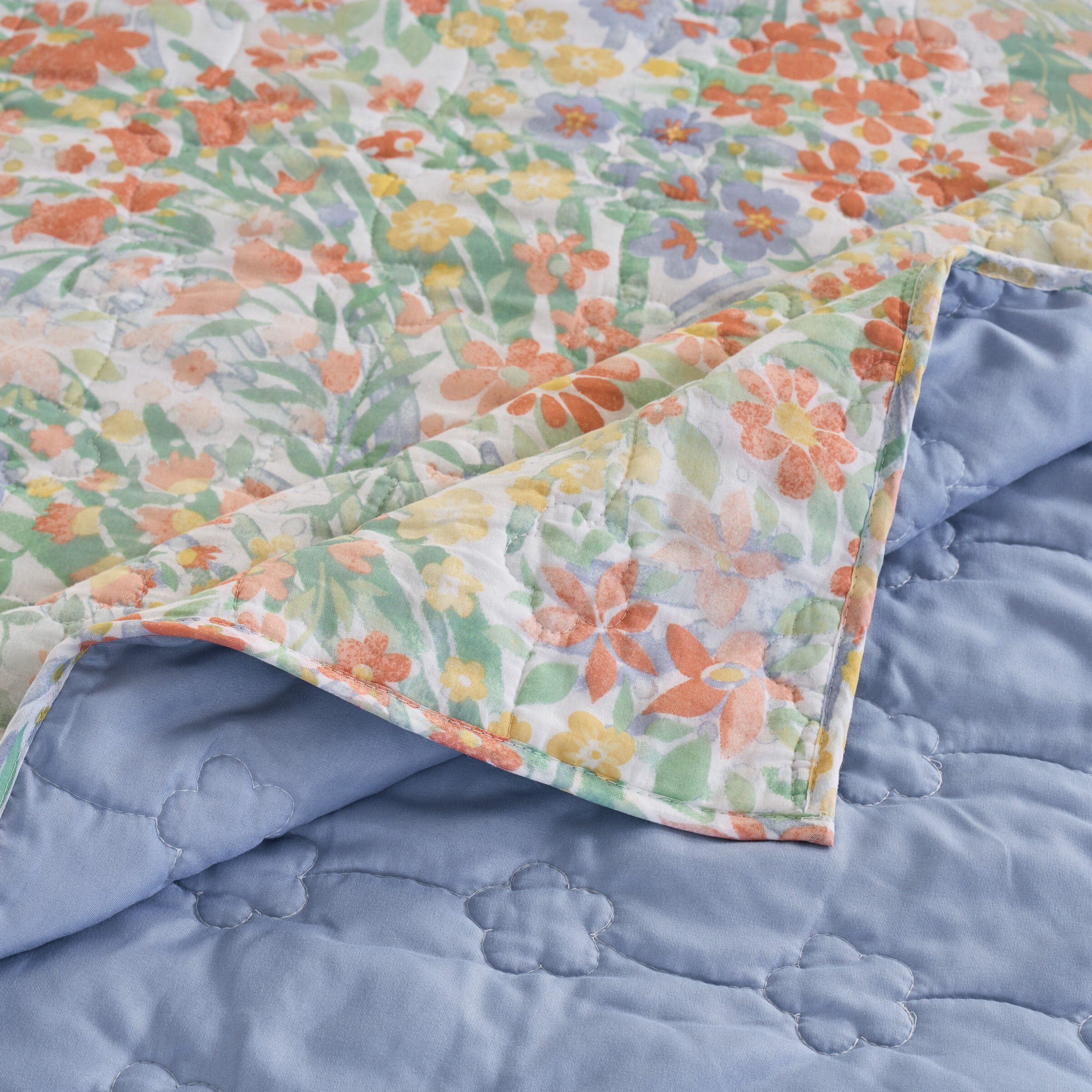 Alice Pastel Floral Meadow Quilted Throw Blanket, PASTEL, alternate image number 4