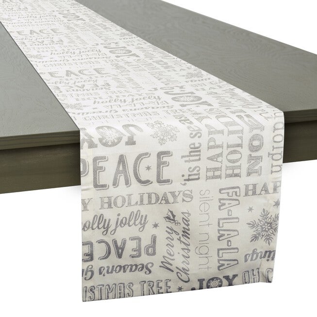 Silver Christmas Collage Table Runner 14x72, , alternate image number 3
