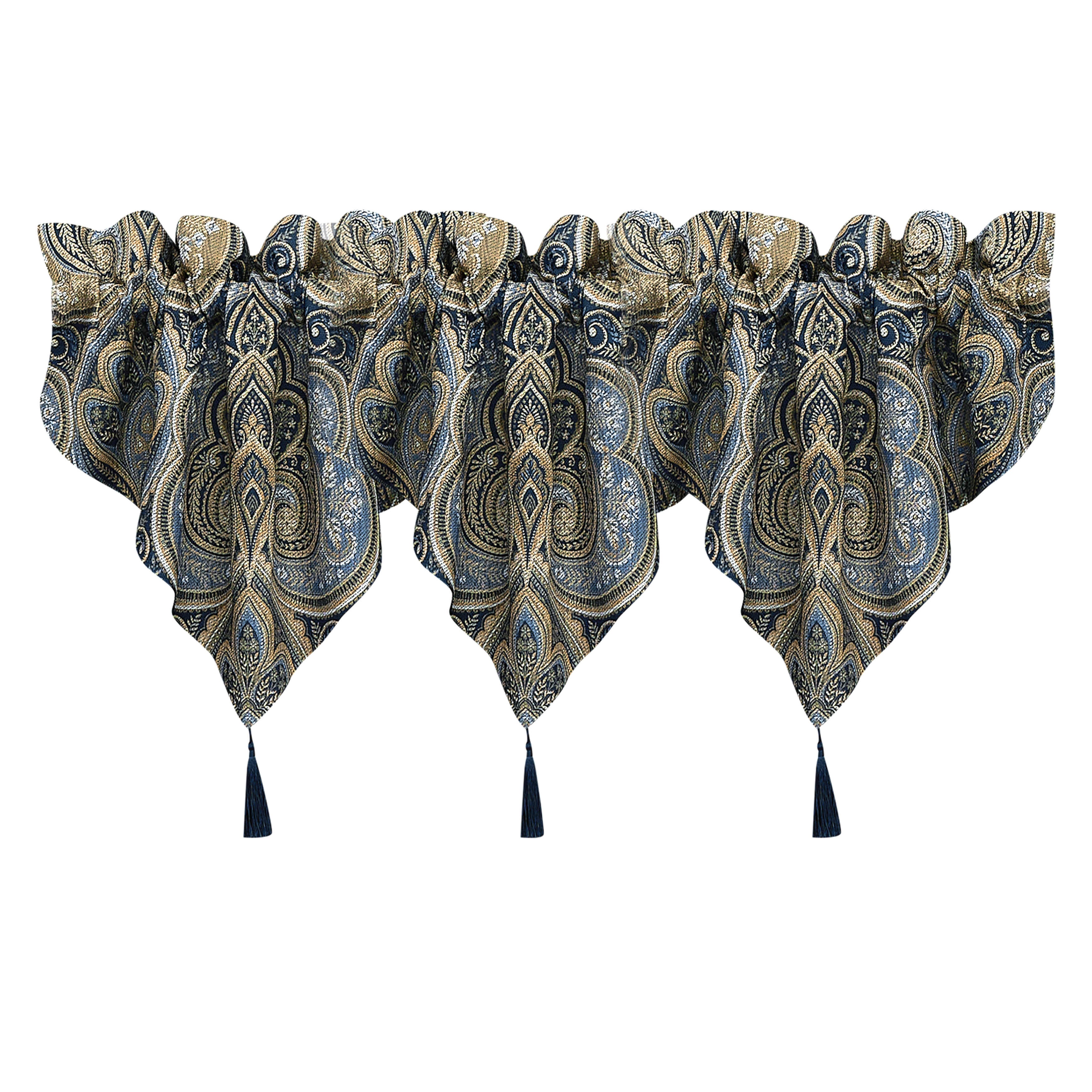 Messina Navy Window Ascot Valance, NAVY, alternate image number 5