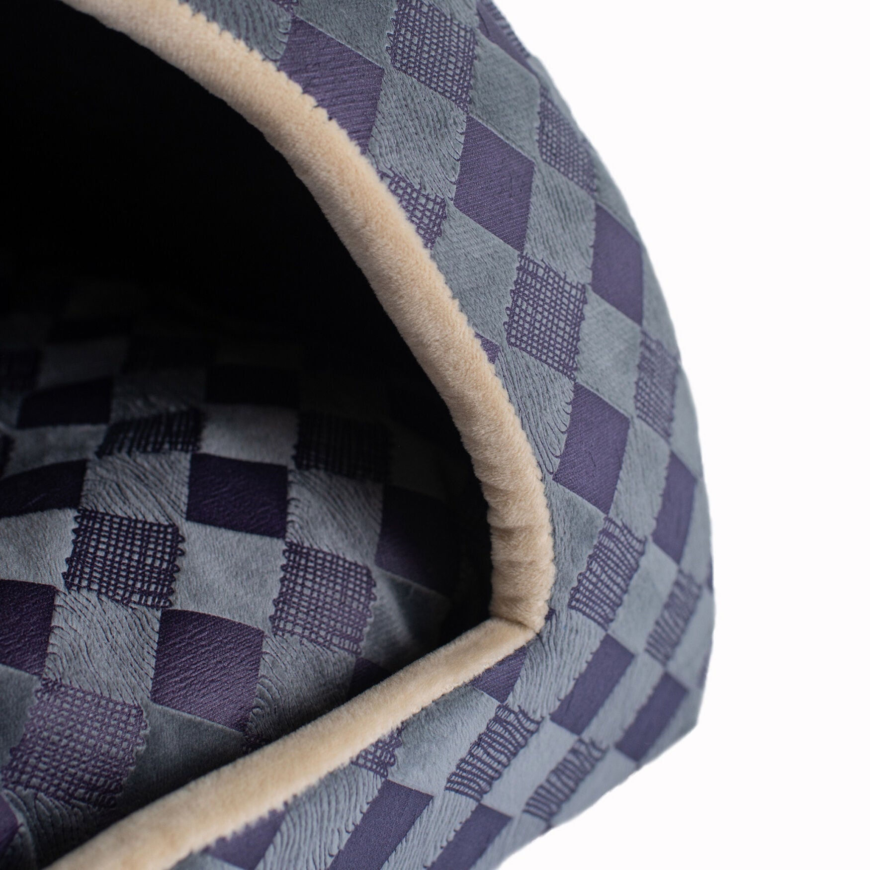 Purple Gray Checkered Cat Dog Bed, , alternate image number 8