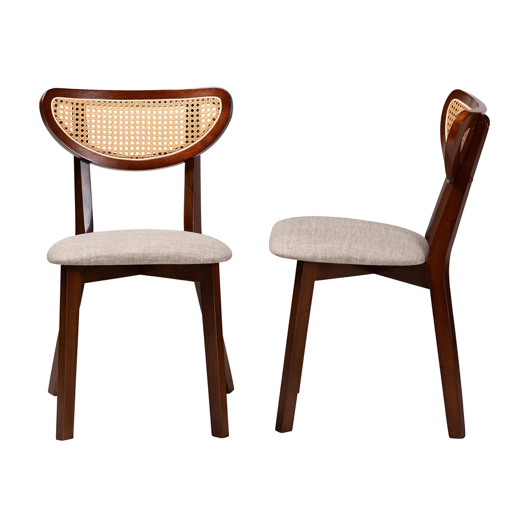 Dannell Mid-Century Modern Cream Fabric And Black Finished Wood Dining Chair, , alternate image number 2