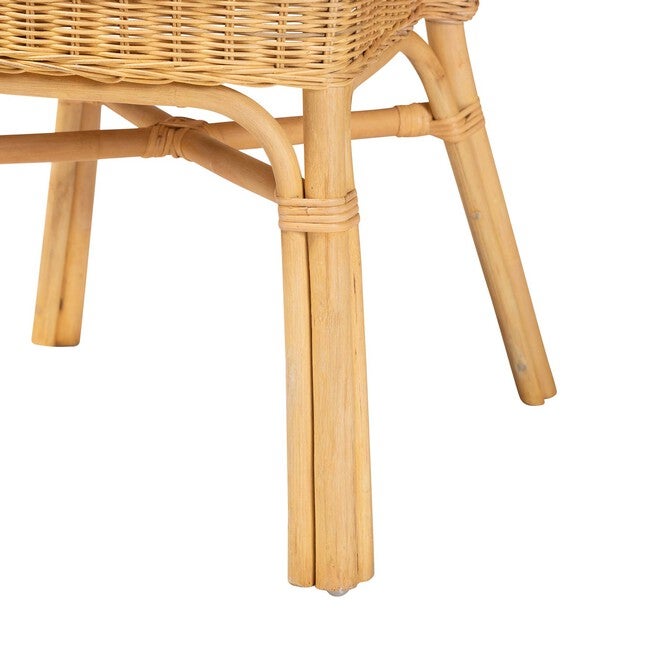 Barito Modern Bohemian Natural Brown Rattan Dining Chair, , alternate image number null