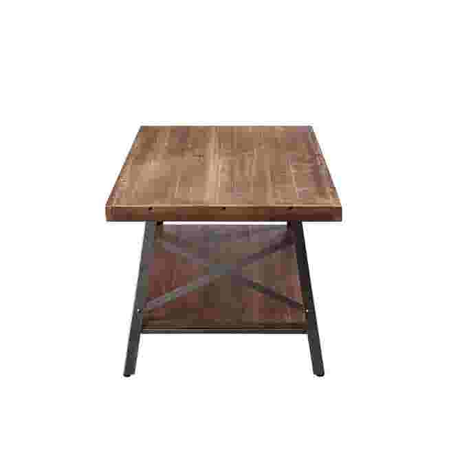 wooden coffee table with metal legs