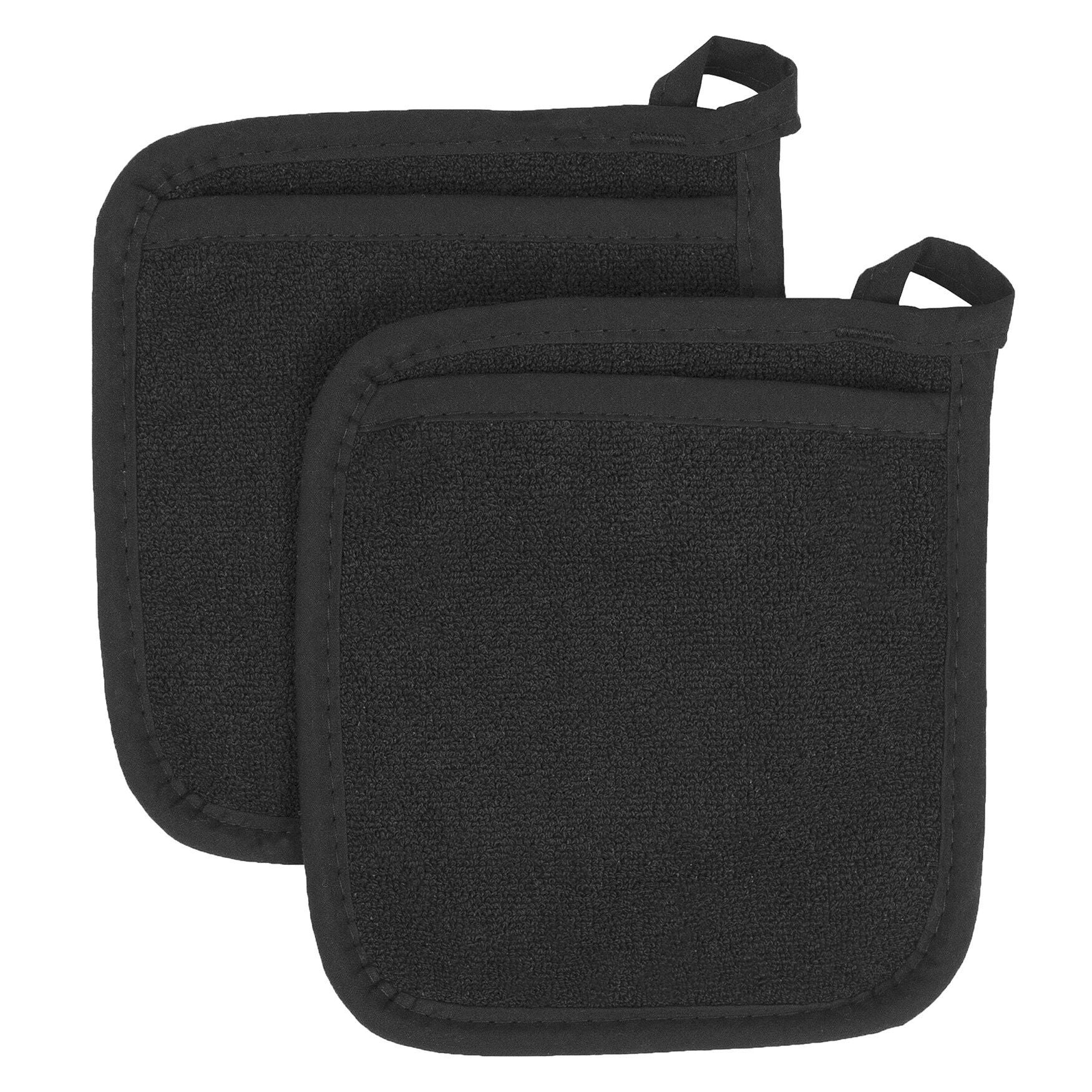 Royale Collection Pot Holder Pocket Mitts, Set Of 2 Pot Holder, BLACK, hi-res image number 0