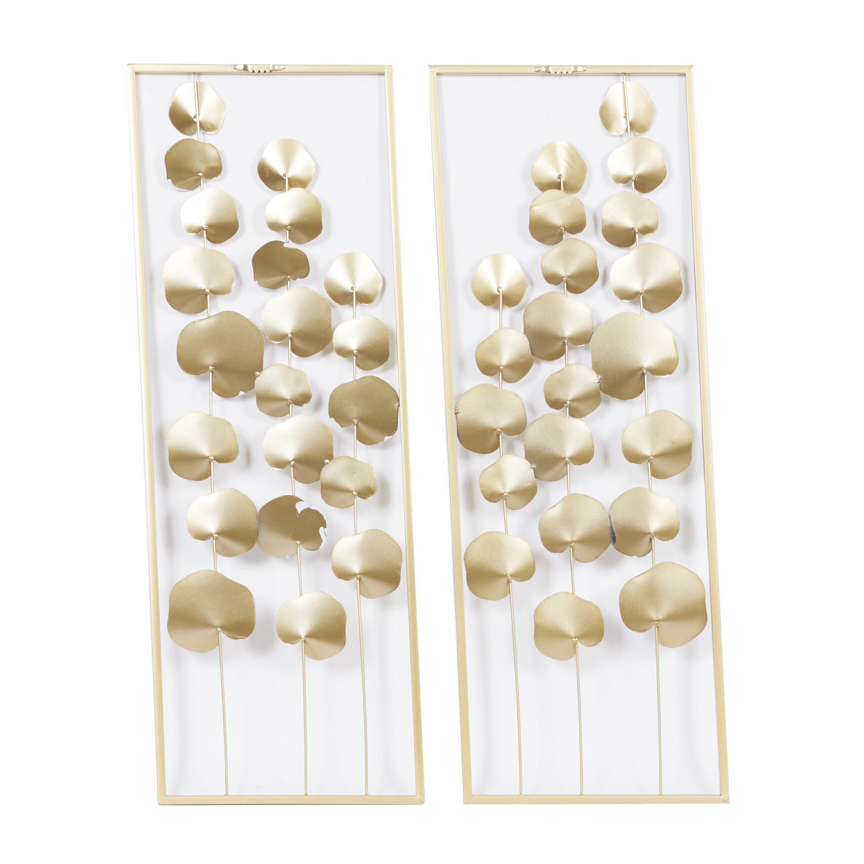 Set Of 2 Gold Metal Floral Wall Decor, , on-hover image number 1