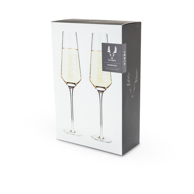 Angled Crystal Champagne Flutes, , alternate image number null