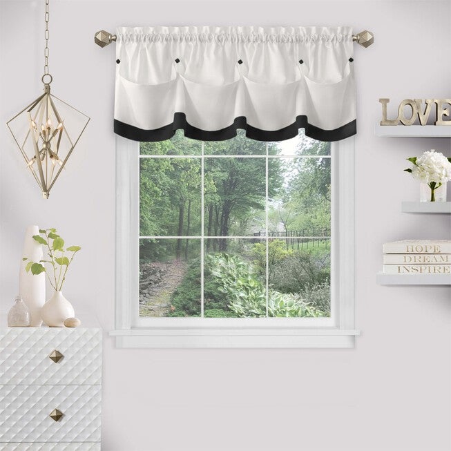 Lana Window Curtain Valance, BLACK, hi-res image number 0