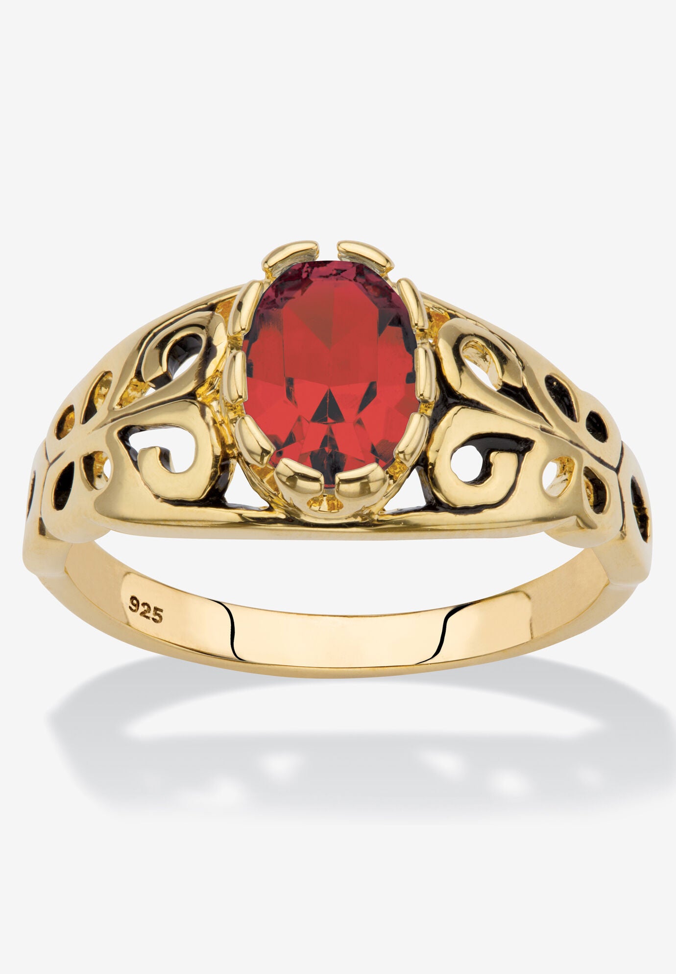 Gold over Sterling Silver Open Scrollwork Simulated Birthstone Ring, JULY, hi-res image number 0