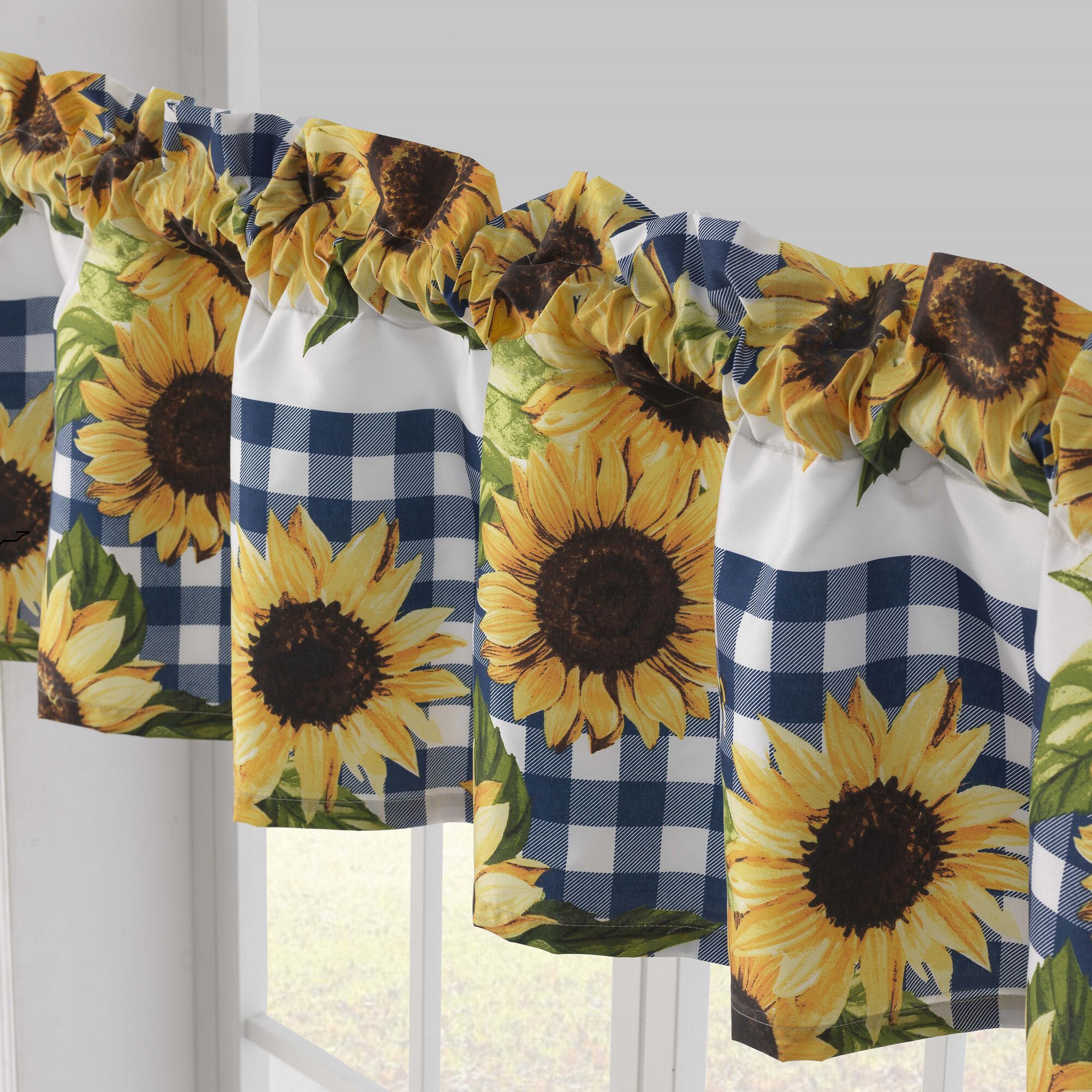 Sunflower Window Treatment Valance Curtains, GOLD, alternate image number 3