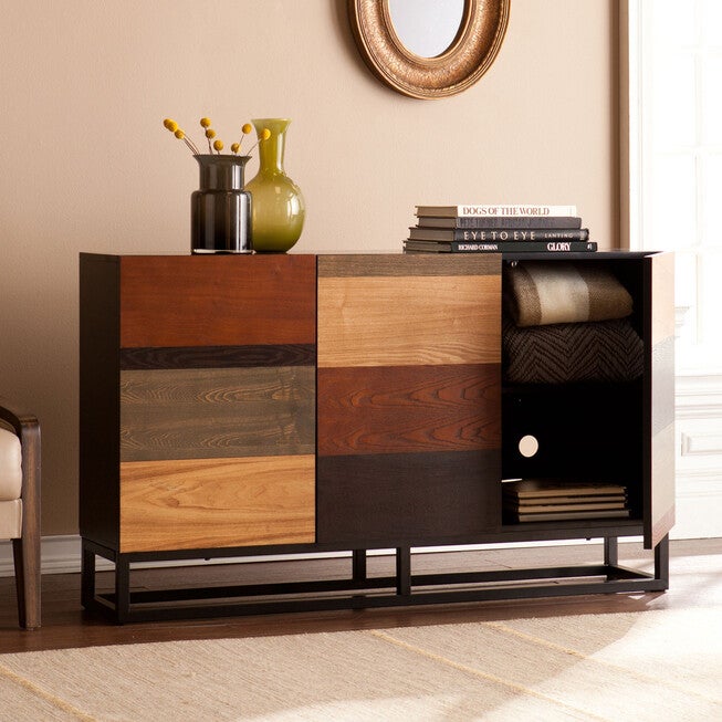 Mixed Tonal Wooden Console Table, , on-hover image number 1