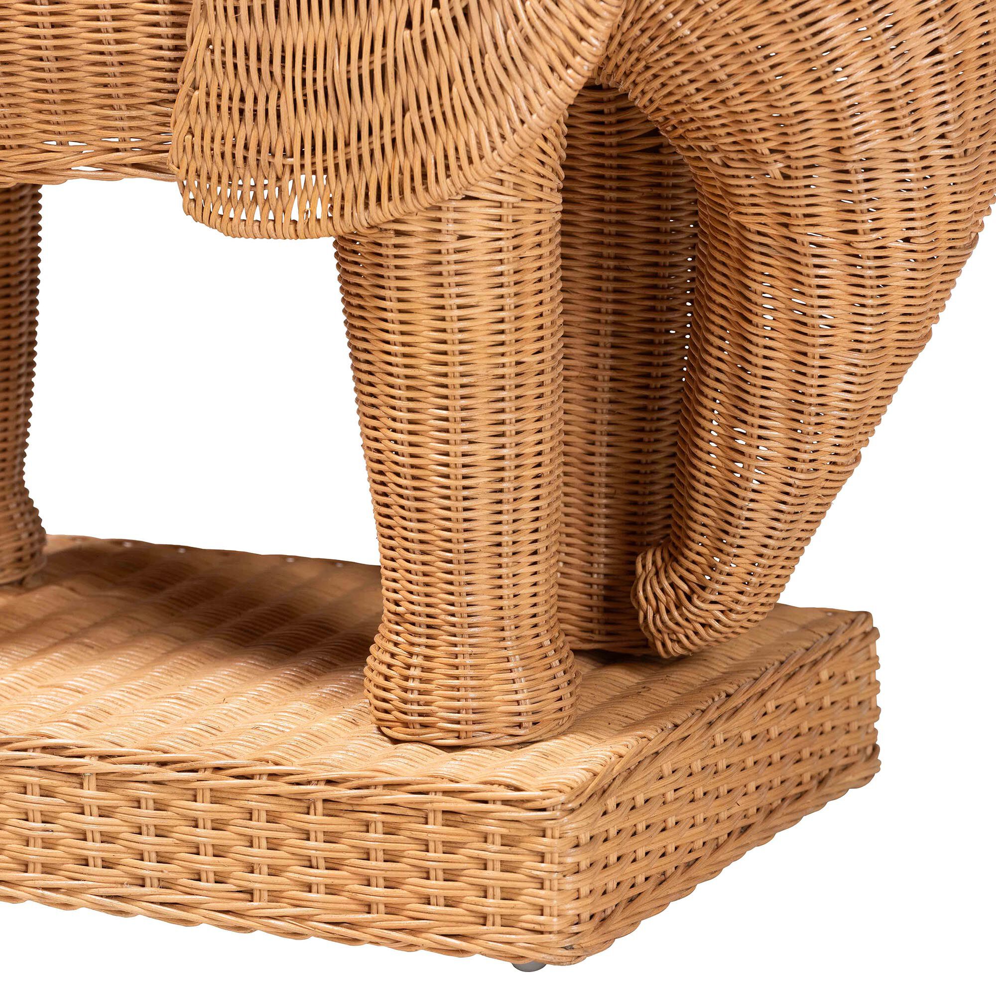 Elissa Bohemian Light Honey Rattan Elephant End Table, HONEY, alternate image number 5