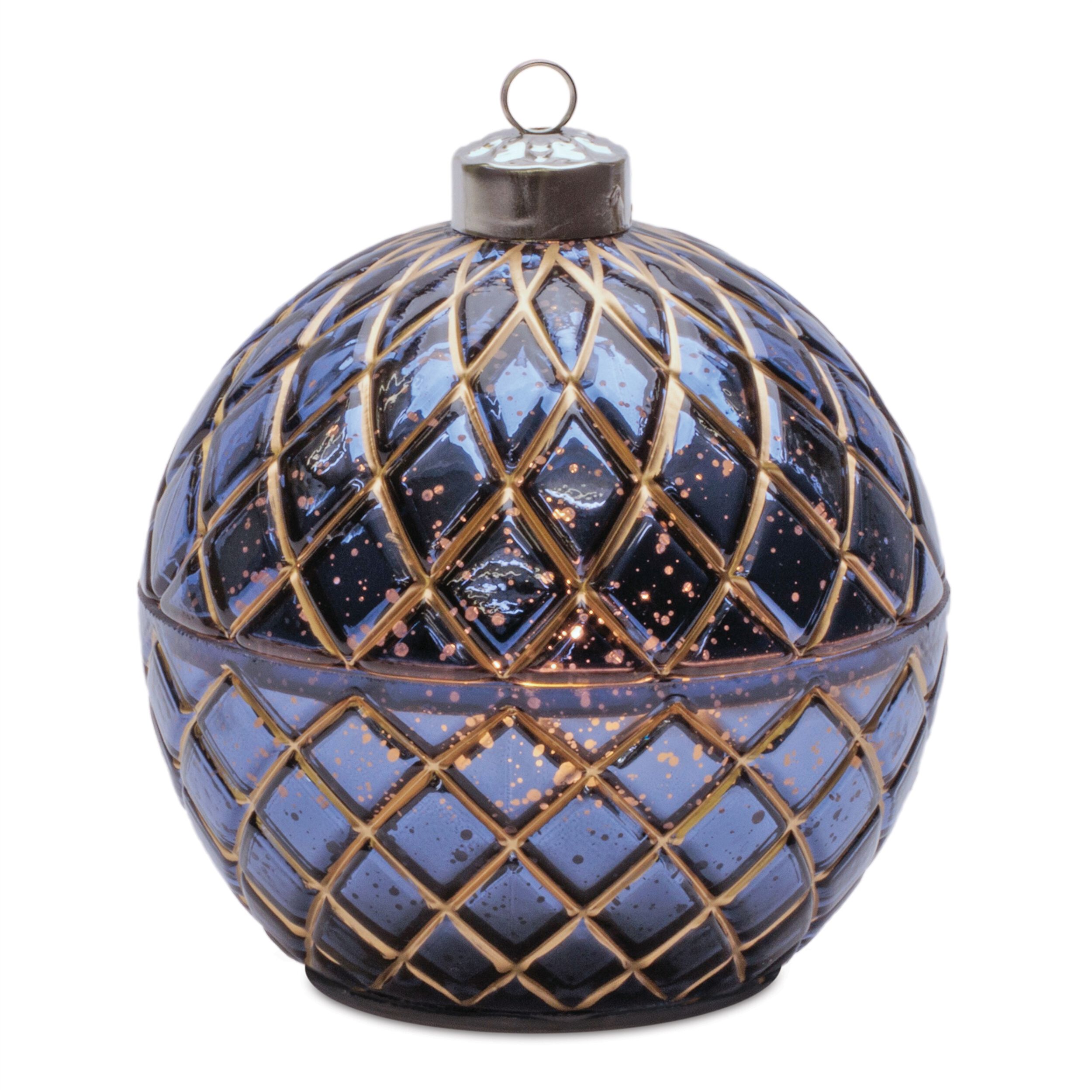 LED Candle Ornament 5.75 inchesD, BLUE GOLD, hi-res image number 0