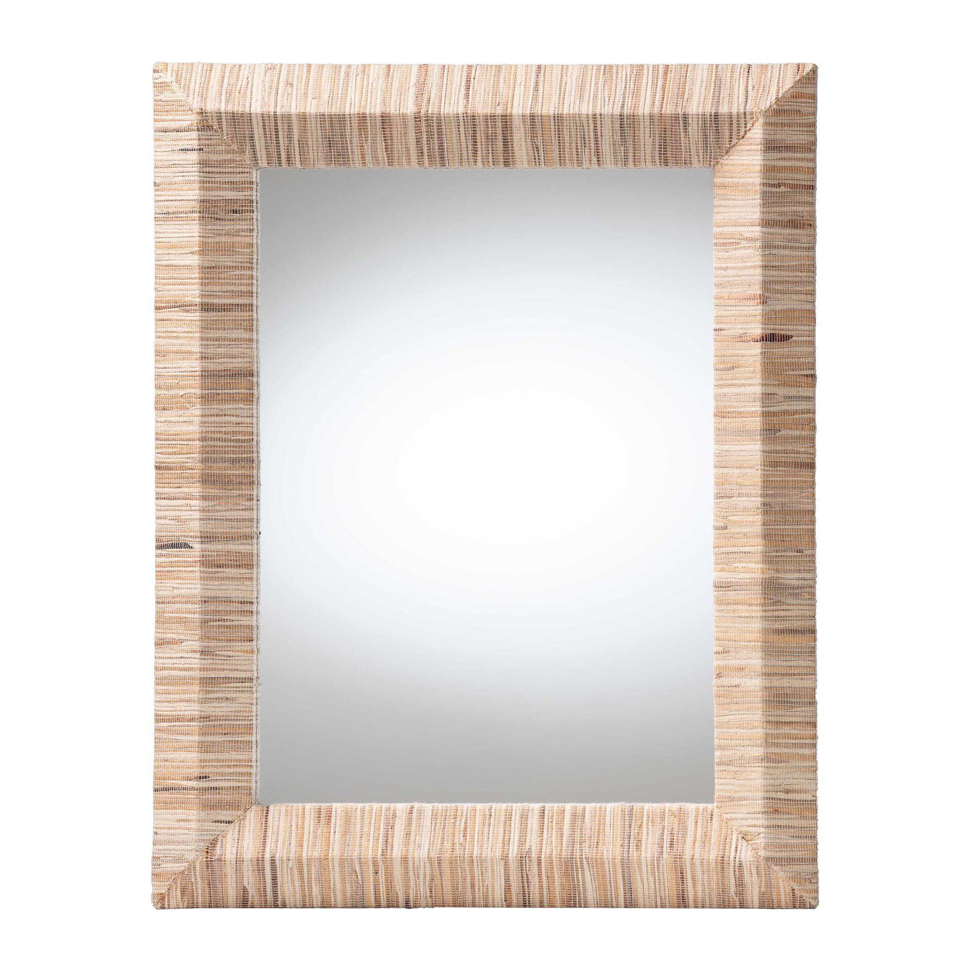 Adino Bohemian Woven Natural Grasscloth Rectangle Accent Mirror, NATURAL, alternate image number 1