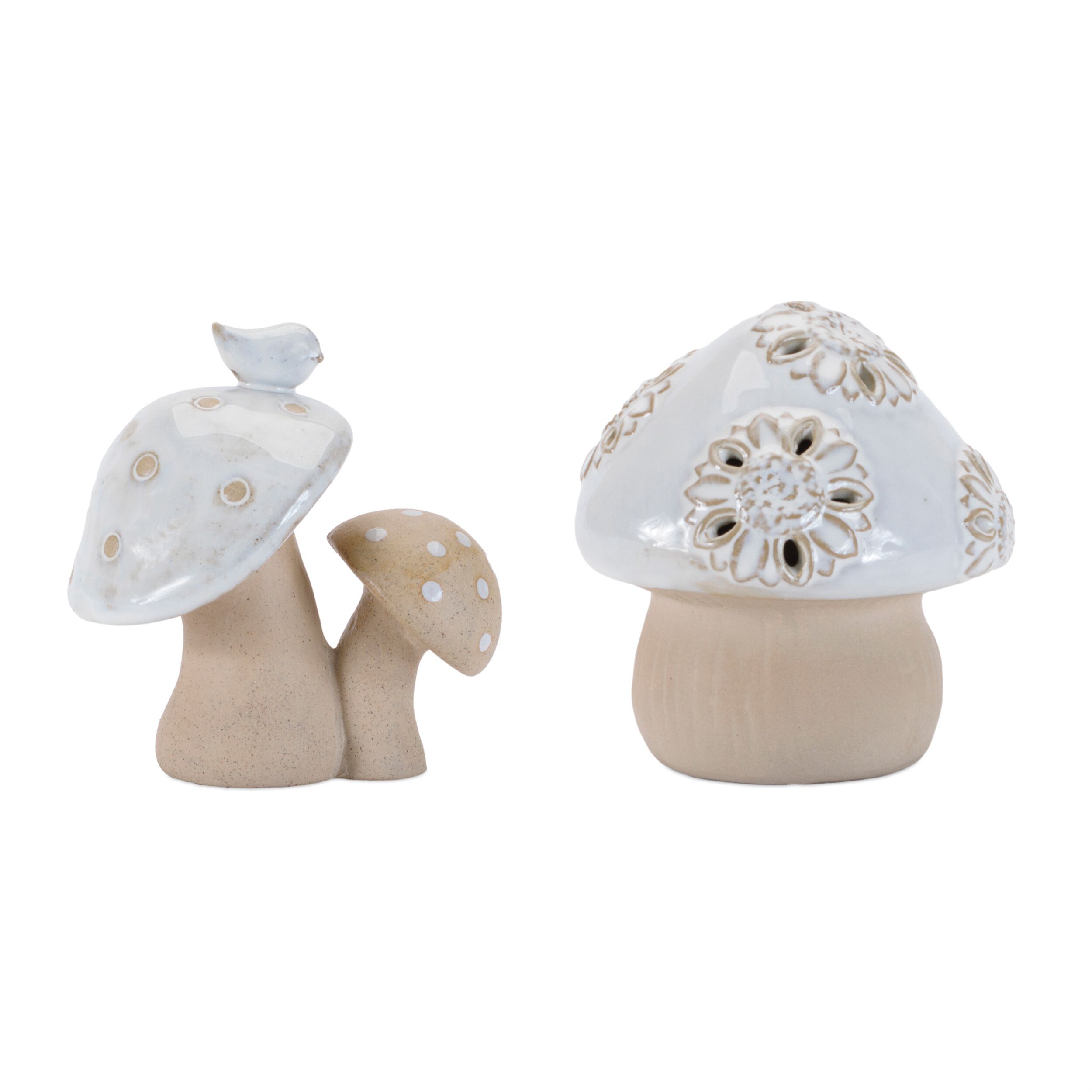Porcelain Mushroom Decor Set of 6, BEIGE GRAY, hi-res image number 0