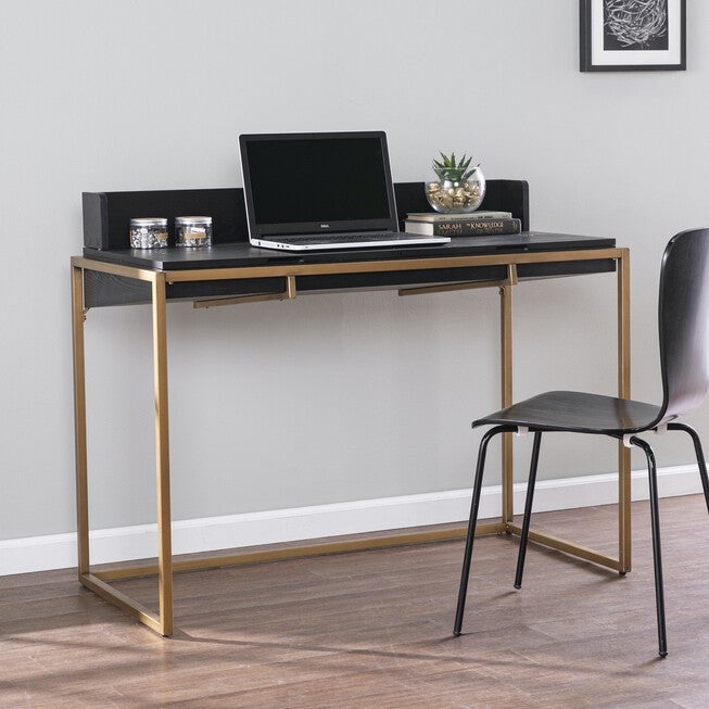 Caldlin Flip Top Desk W Storage, BLACK, hi-res image number 0