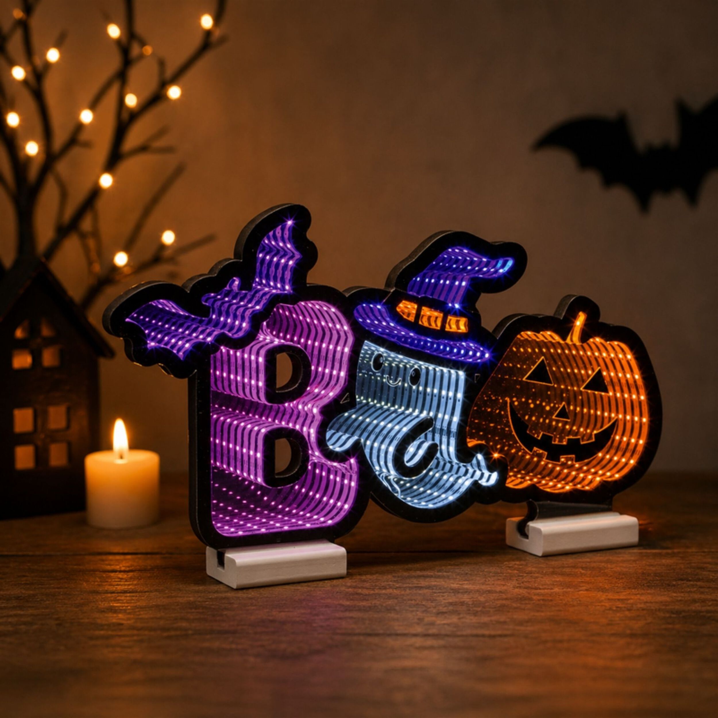 Halloween Boo Ekkolight 17 inchesL, PURPLE ORANGE BLACK, alternate image number 3
