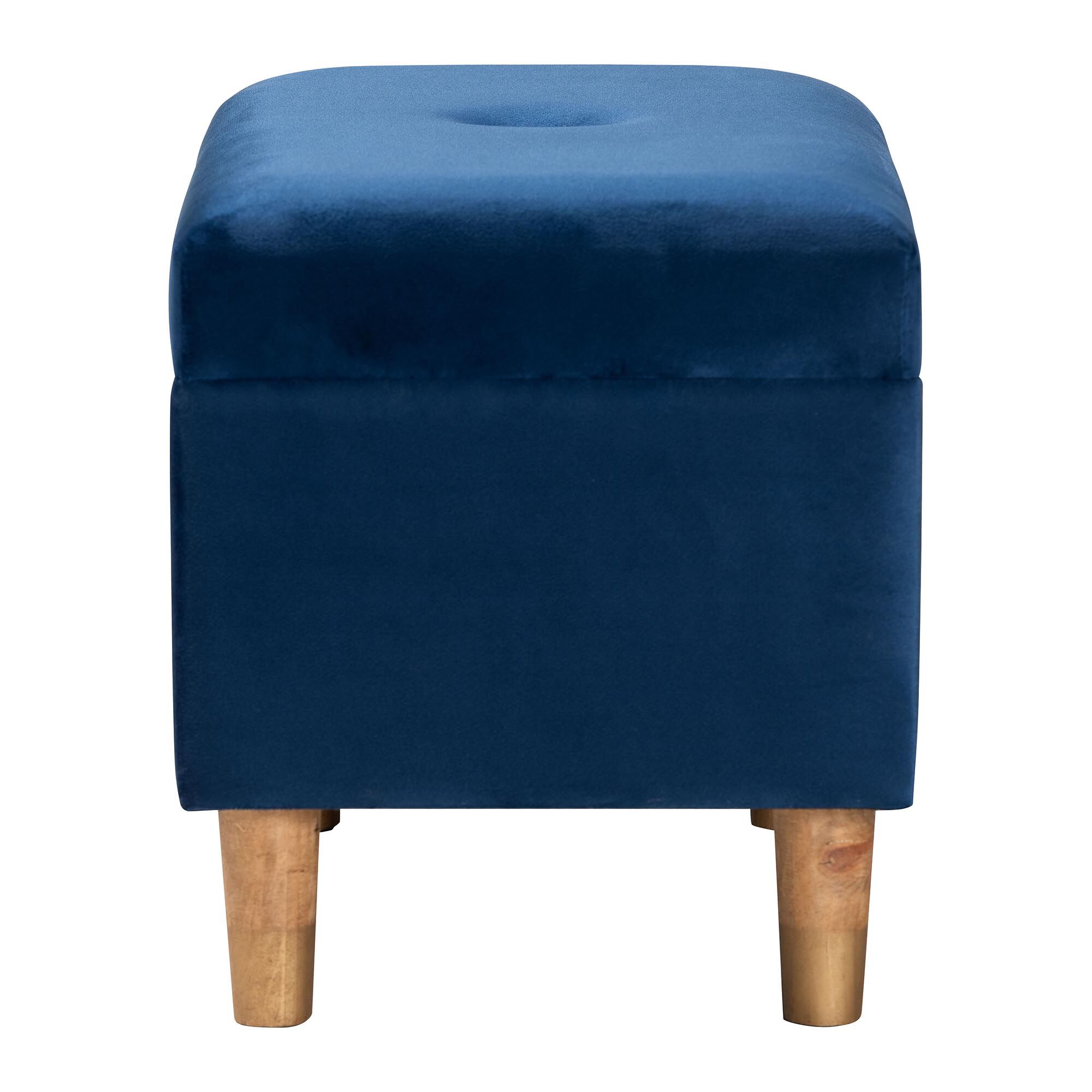 Elias Modern Navy Blue Velvet Fabric Storage Ottoman, NAVY, alternate image number 4