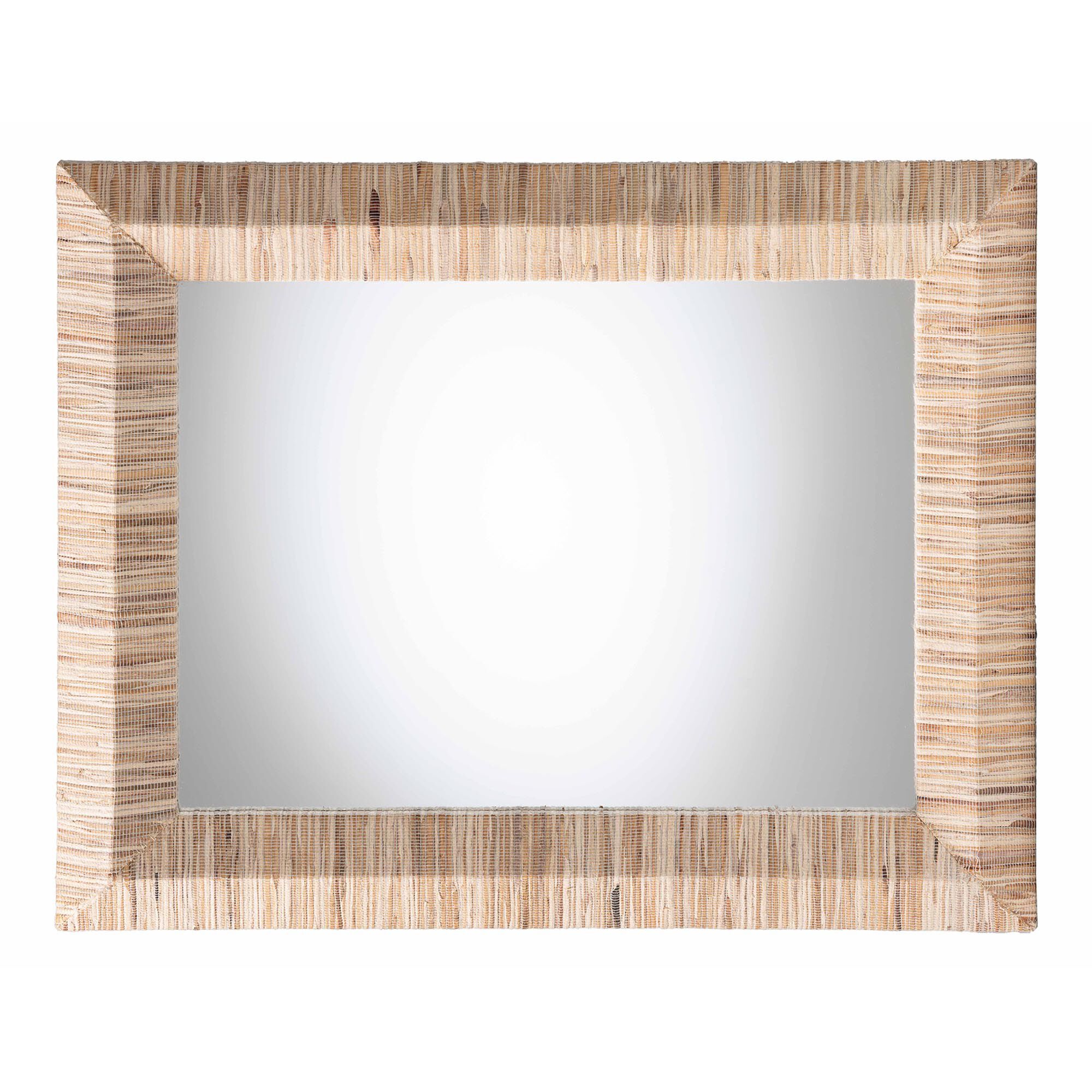 Adino Bohemian Woven Natural Grasscloth Rectangle Accent Mirror, NATURAL, alternate image number 2