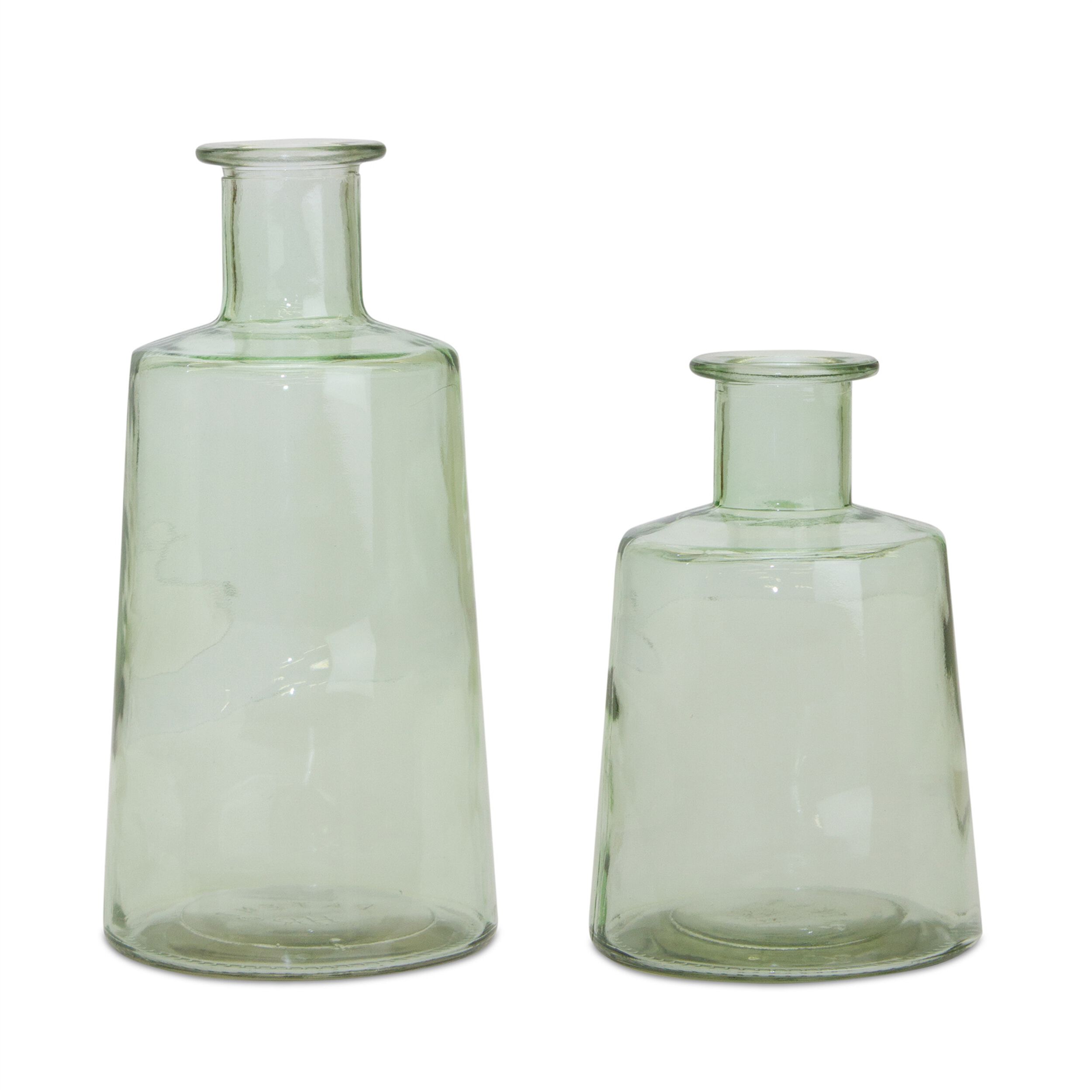Sage Green Glass Bottle Vase (Set of 2), GREEN, hi-res image number 0