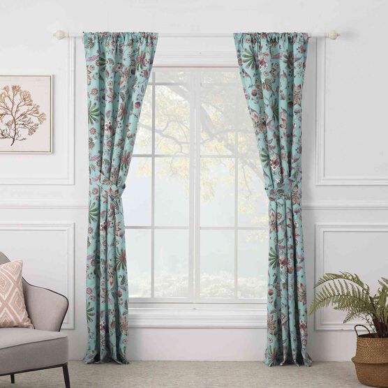 Audrey Turquoise Curtain Panel Pair, , on-hover image number null