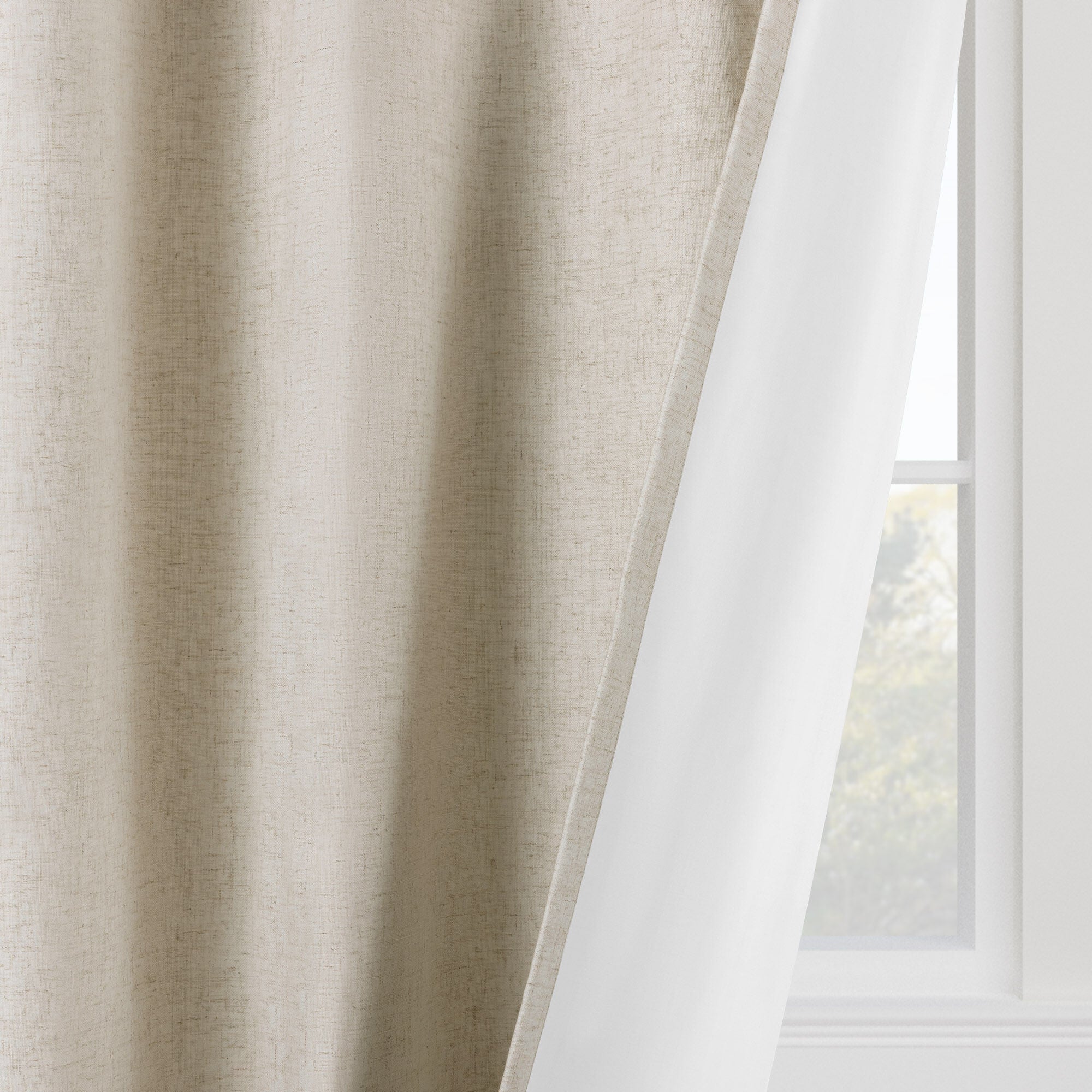 Linen Slub 100% Blackout Grommet Pair, LINEN, on-hover image number 1