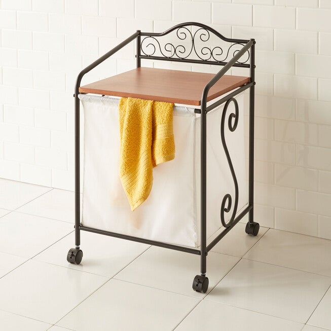 Scroll Rolling Hamper, BLACK, hi-res image number 0