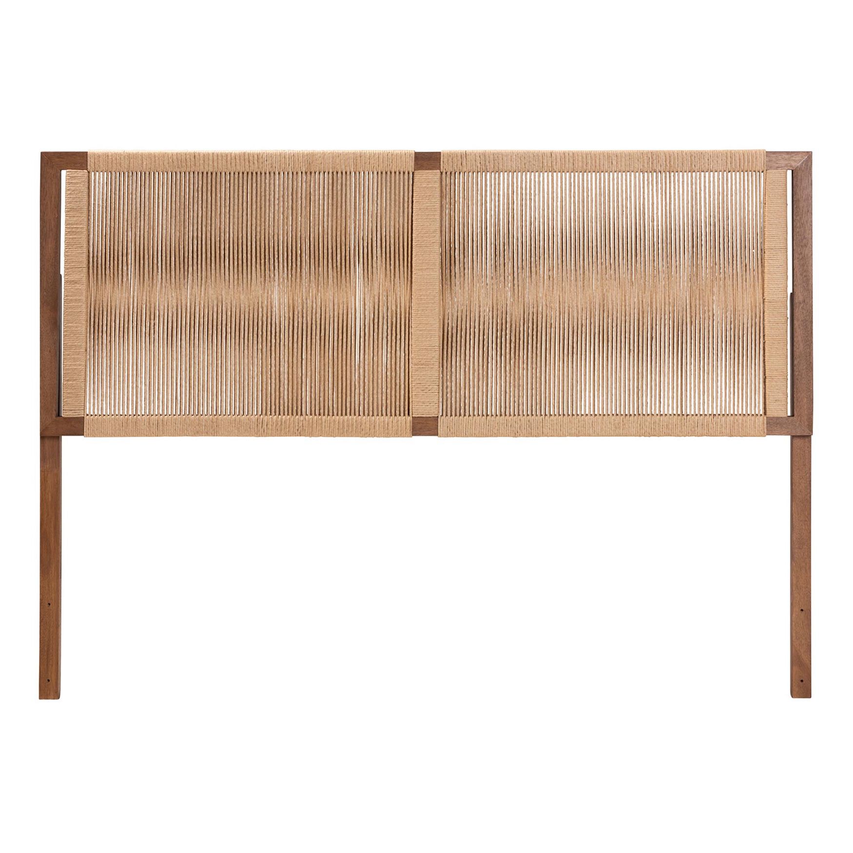 Holitz Modern Bohemian Walnut Brown Finished Bayur Wood Queen Size Headboard, , on-hover image number 1