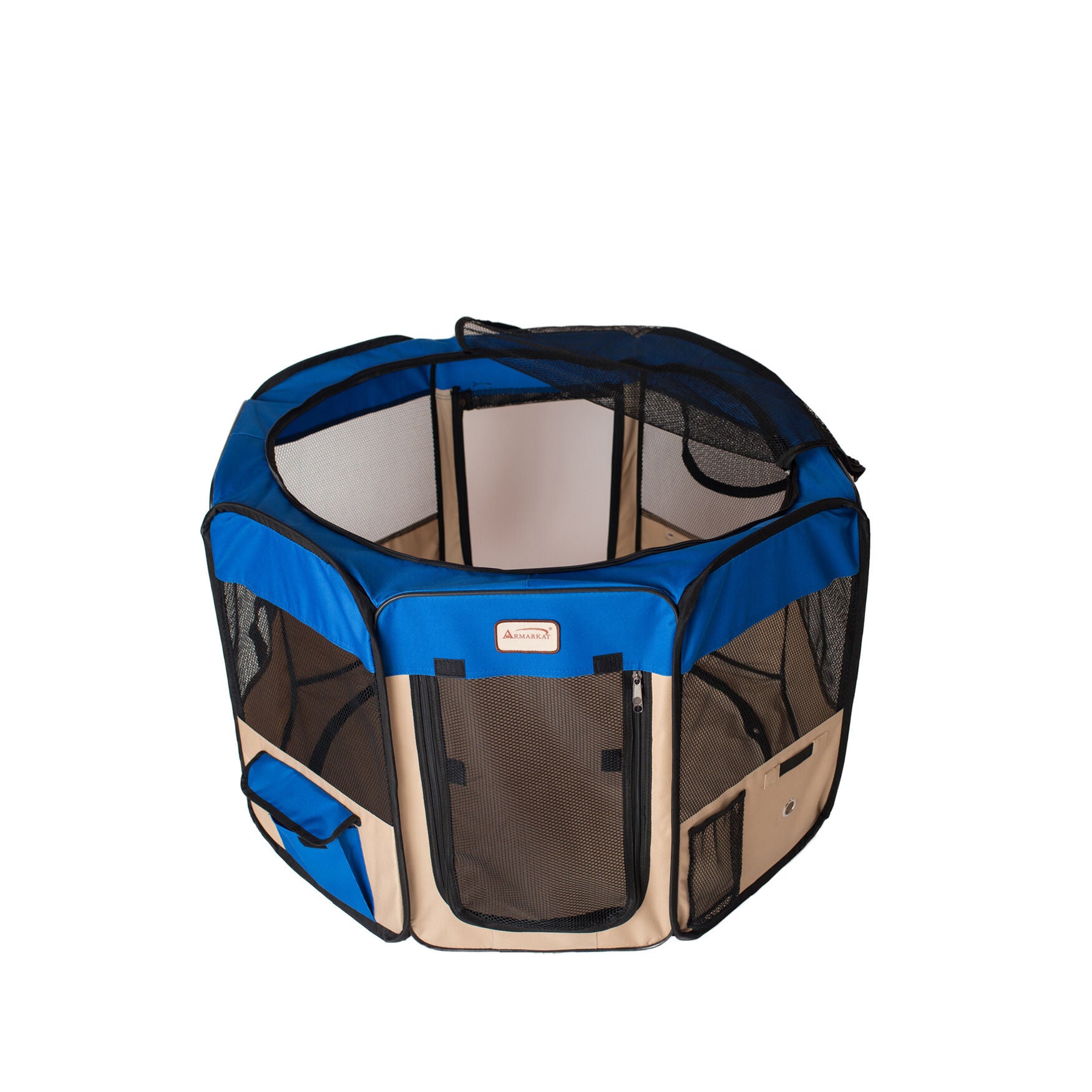 Portable Pet Dog Kitten Playpen In Blue And Beige Combo, , alternate image number 4