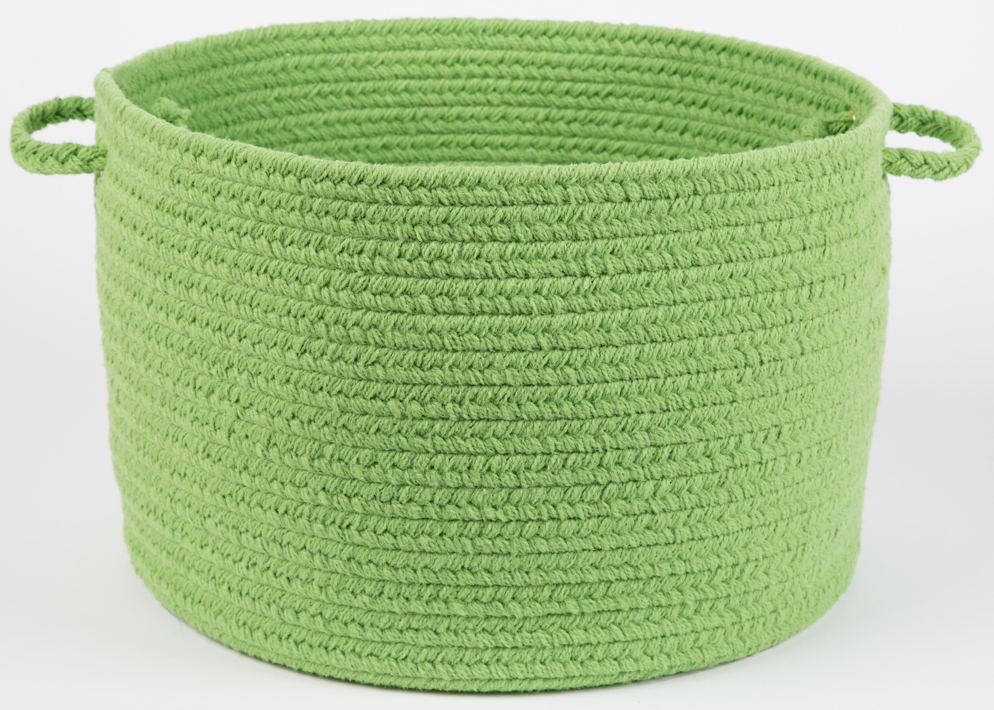 18 inches x 12 inches Braided Basket with Handles, KEY LIME, hi-res image number 0