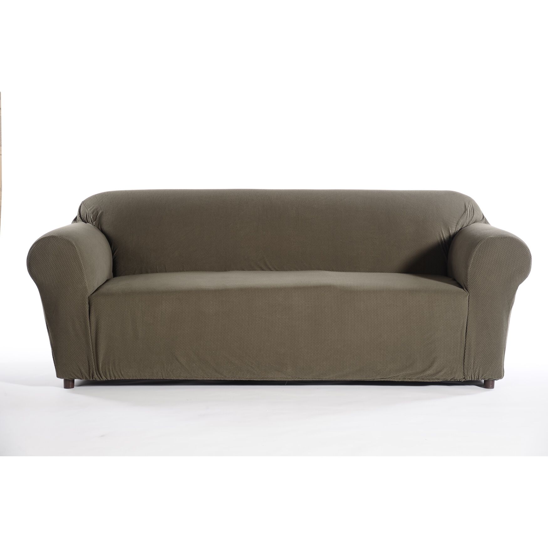 Embossed Stretch 1-Pc. Slipcover , OLIVE, hi-res image number 0