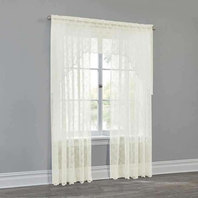 Scarlett Floral Lace Rod-Pocket Panel, IVORY, hi-res image number null