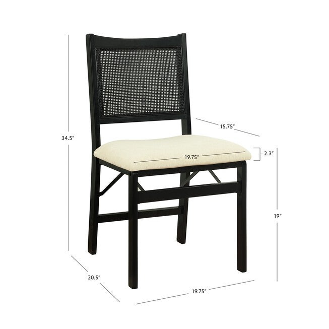 Beaux Cane Back Black Folding Chair Folding Dining Chairs, , alternate image number null