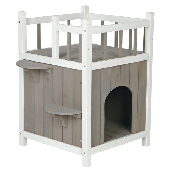 natura Pet Home with Balcony, GRAY WHITE, hi-res image number 0